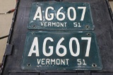 1951 Vt License Plate Pair