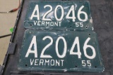 1955 Vt License Plate Pair
