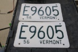 1956 Vt License Plate Pair