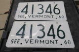 1960 Vt License Plate Pair