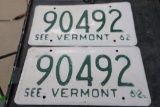 1962 Vt License Plate Pair
