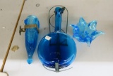 (3) Blue Glassware Lot