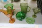 (6) Depression Glass Lot Green Orange