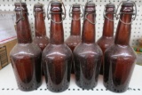 (7) Vintage Brown Glass Bottles