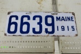 1915 Maine Porcelain Enamel License Plate