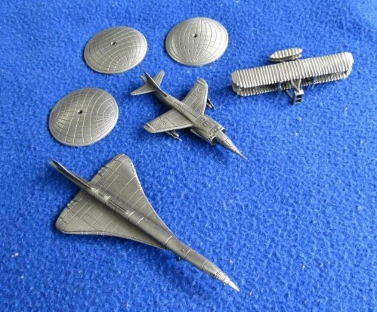 (3) The Franklin Mint Pewter Collectible Airplanes