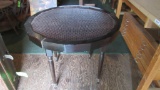 Woven Leather Top Occasional Table/Game Table