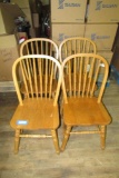 (4) Oak Bow Back Spindle Chairs