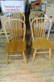 (4) Oak Bow Back Spindle Chairs