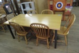 Maple Butcher Block Dining Table w/ Matching Oak Chairs
