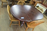 Wood Style 1 Leaf Dining Table w/ 4 Oak Chairs