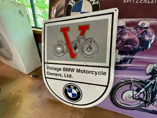 (4) Tin BMW Signs & Blue Moon Cycle Plate
