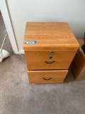 (2) 2-Drawer Oak Finish File Cabinets