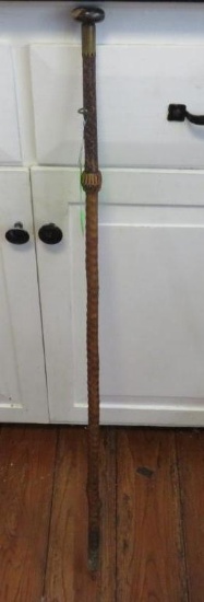 Antique Wood & Brass Walking Stick