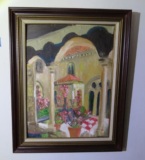 Oil on Board Painting "Tucson Terrace" by H.D. Klemme