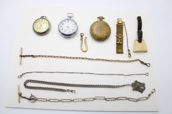 (3) Vintage Pocket Watches & Accessories