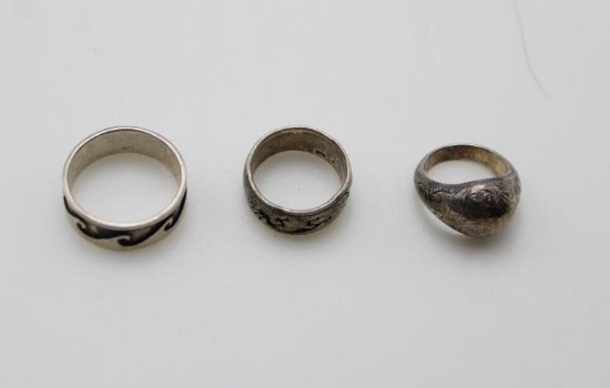 (3) Native American Sterling Silver Rings