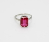 .800 Silver & Ruby or Red Spinel Ring