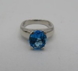 14k White Gold & Blue Topaz Ring