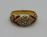 18k Yellow Gold, Diamond & Ruby Ring