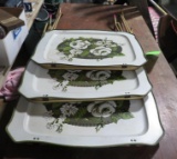 (3) Vintage Enameled TV Dinner Trays