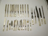 (28) Antique Mother of Pearl Handled Flatware