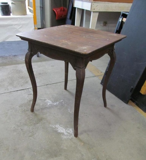 Carved Quarter Sawn Oak Lamp Table