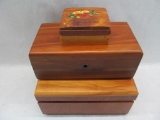 (3) Small Wooden Boxes