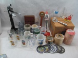 Barware & Breweriana; glasses, tap handles, coasters