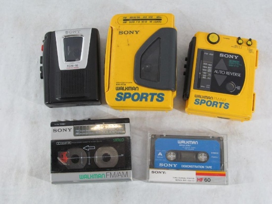 (4) Sony Walkman Cassette Players & Demo Tape