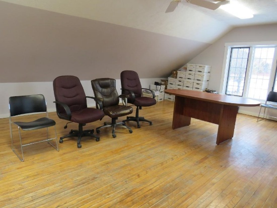 Oval End Conference Table, Desk & (4) Asst. Chairs