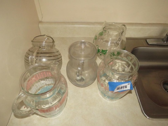 (5) Vintage Glass Pitchers