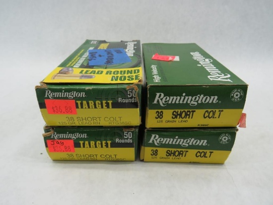 (100) Remington .38 Short Colt Cartridges & Brass