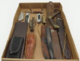 (8) Assorted Folding Knives & 5 Sheaths
