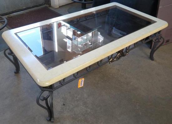Metal Framed Occasional Table w/Beveled Glass Top