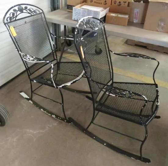 Pair Vintage Iron Porch Rocking Chairs