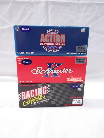 (3) 1:24 Scale Winston Cup Diecast Collectable Banks