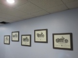(5) Harley Davidson Framed Prints