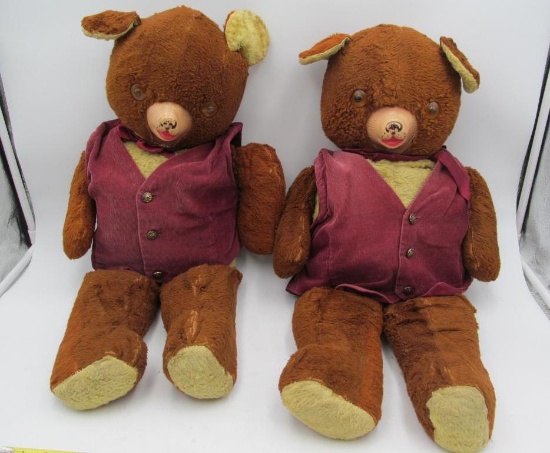 Twin 1960s Dapper Teddy Bears