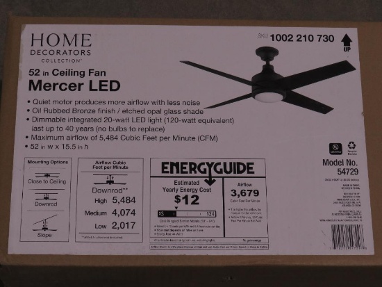 Home Decorators LED 52" Ceiling Fan