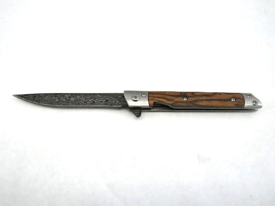 Assisted Opening Knife with Leather Sheath