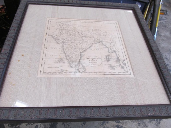 Early 19thC Framed Map of ?Hindustan or India"