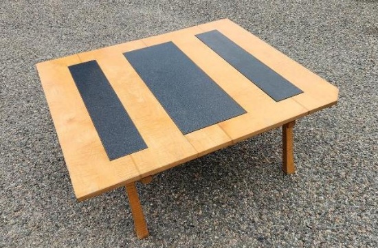Tiger Maple/ Granite Mid - Century Modern Coffee Table