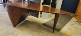 Danish Mid- Century Modern Asymmetrical Executive Desk w/ 3 Tapered Drawers