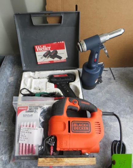 Weller Soldering Gun, B&D Jigsaw , Campbell Hausfeld Pneumatic Rivet Gun