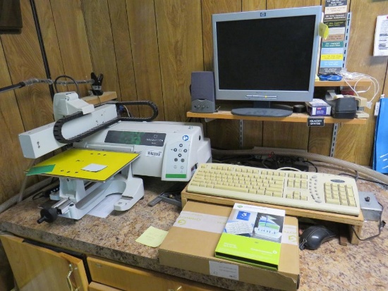 Gravotech M40 w/ Qty Smalls, Printing Material & HP Computer