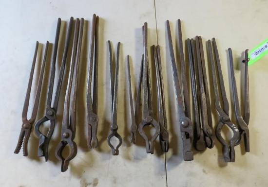 (13) Asst. Size Round & Flat Stock Tongs