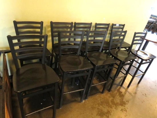 (10) Ladderback Metal & Wood Stools