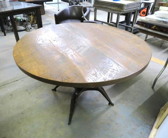 48" Diameter Wood Table on Steel Base