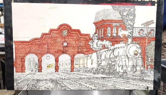 Stanley Folsom Hand Colored Train Print